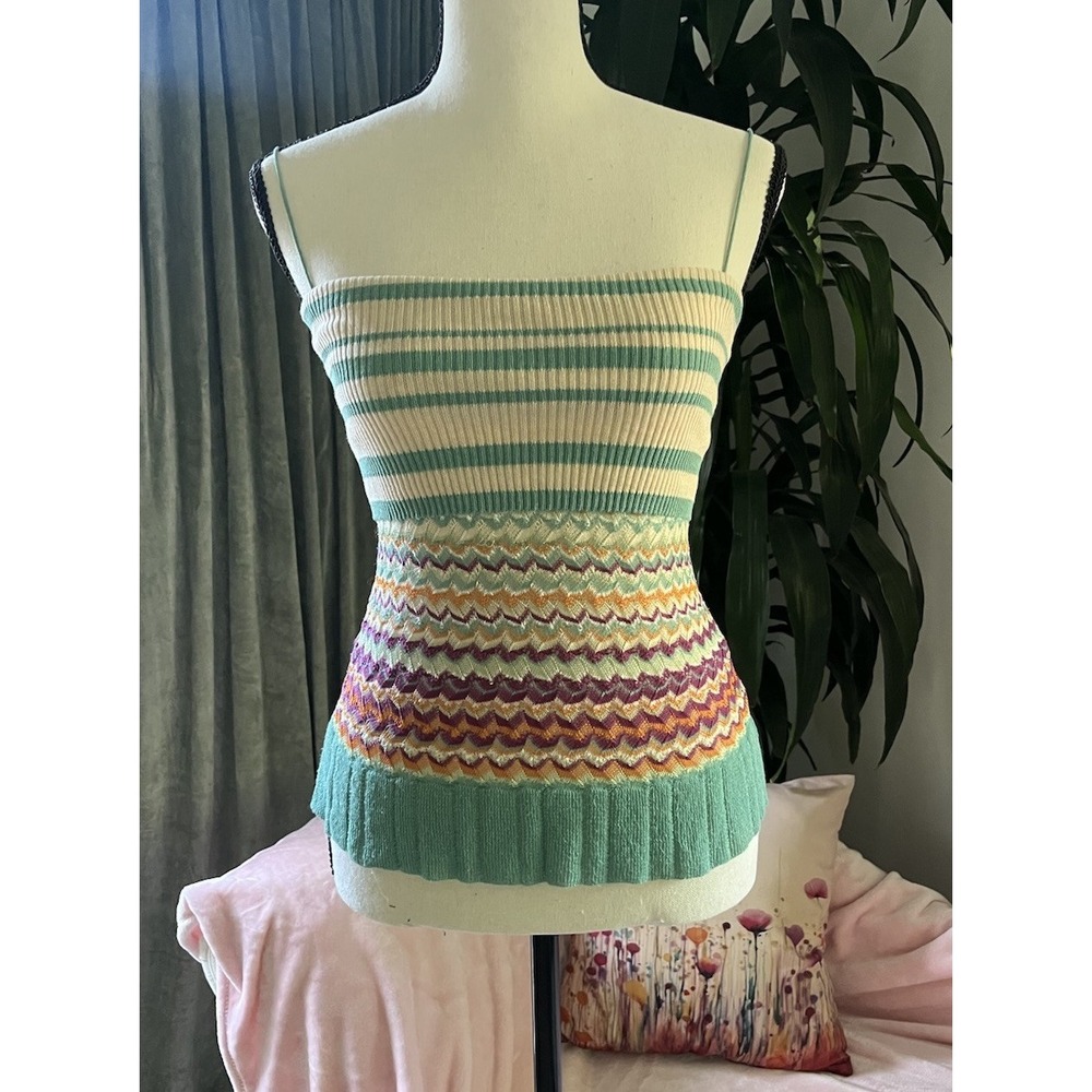 Missoni M Knit CONVERTIBLE Top Skirt Dress Zigzag Chevron Teal Purple Sz 2 IT 38